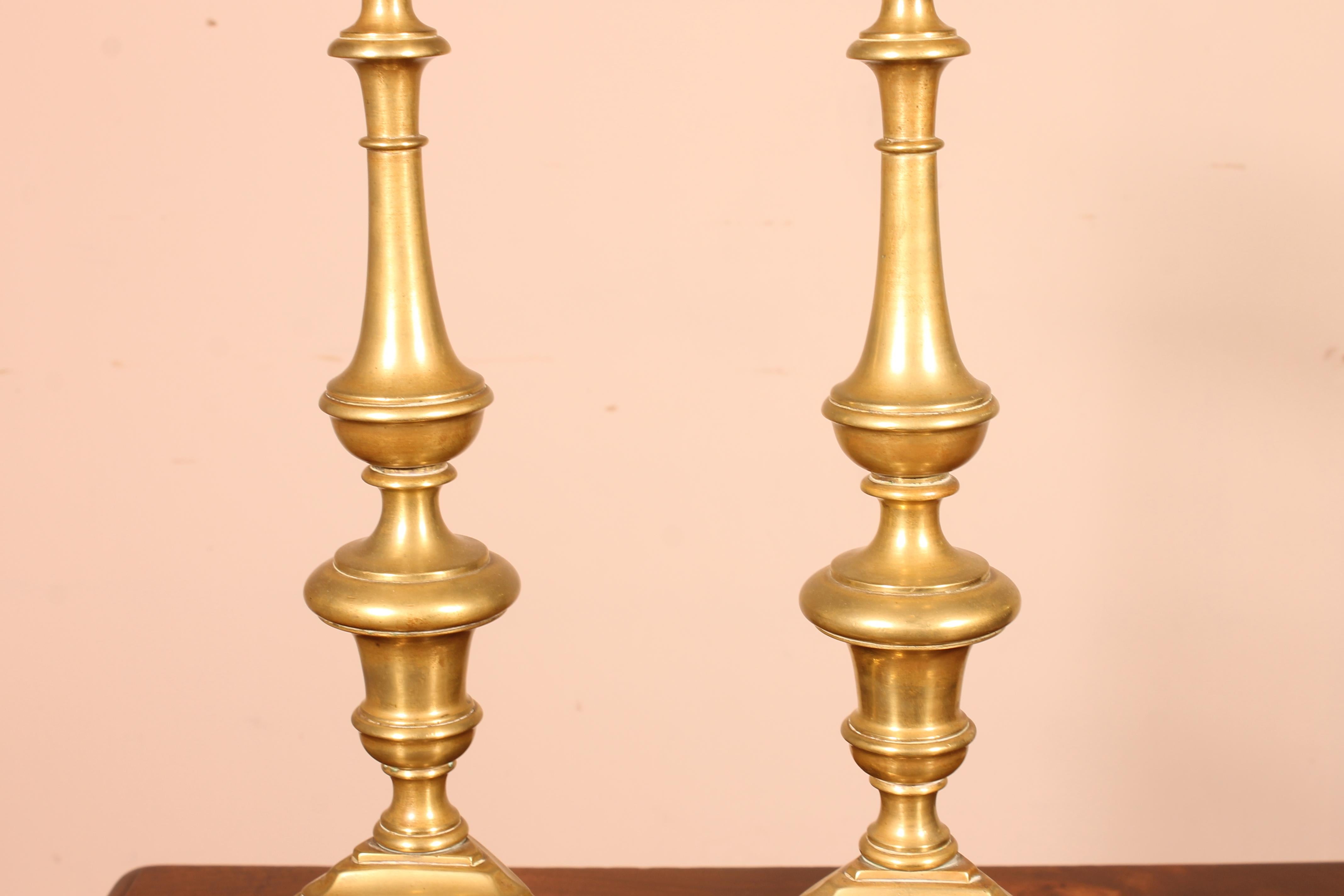 Bronze 17th Century Pair of Candlesticks, Italy For Sale