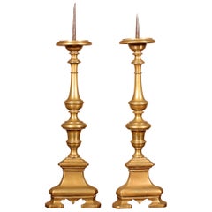 Antique 17th Century Pair of Candlesticks, Italy