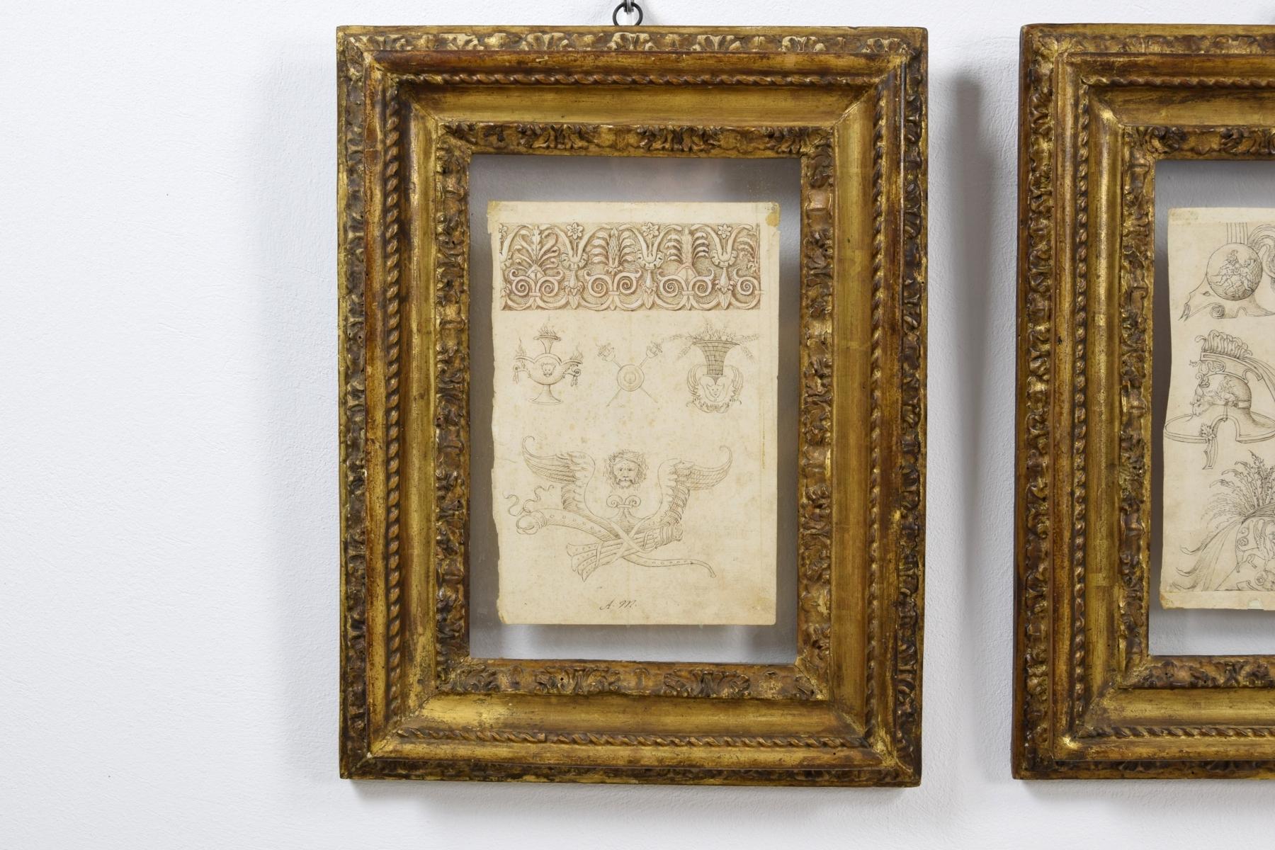 17th Century, Pair of Italian Ink Drawings on Paper with Studies for Grotesques For Sale 6