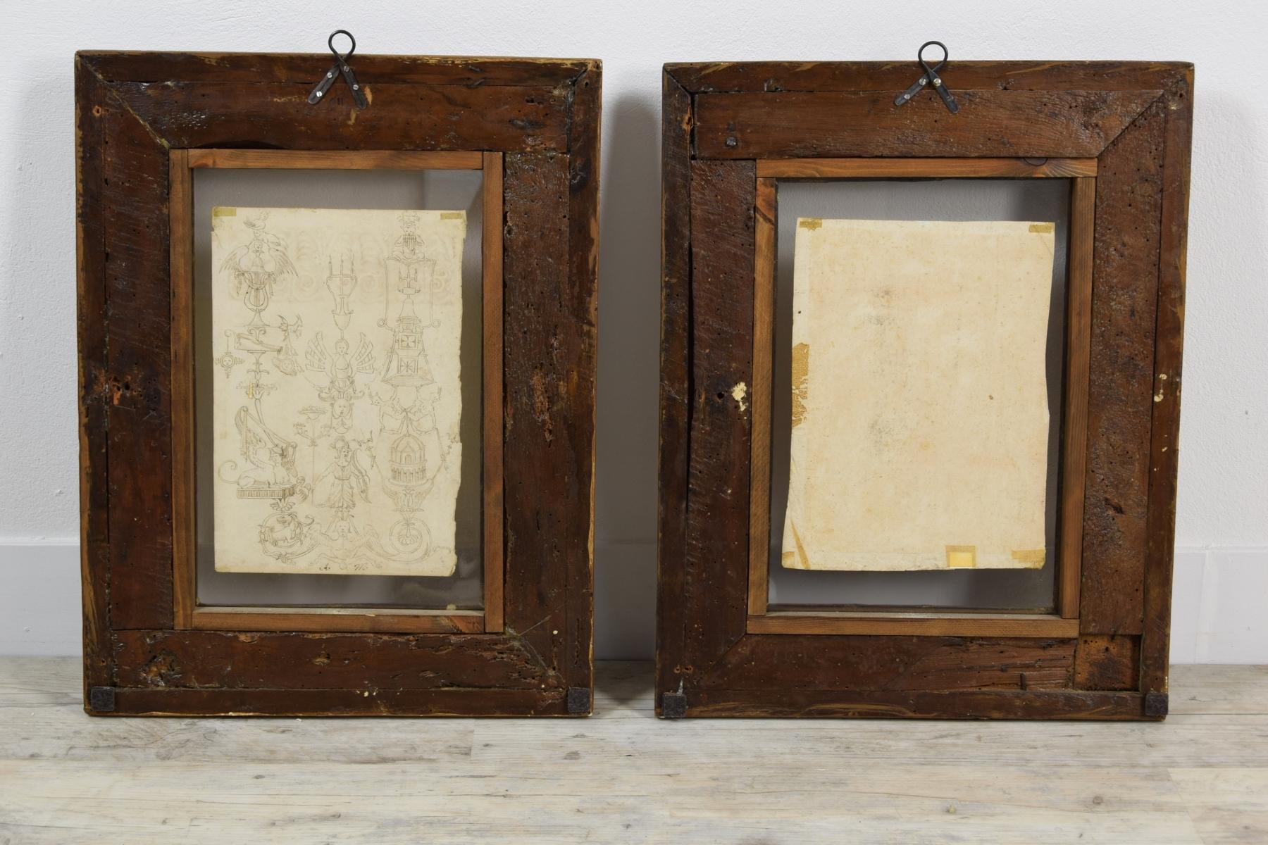 17th Century, Pair of Italian Ink Drawings on Paper with Studies for Grotesques For Sale 7