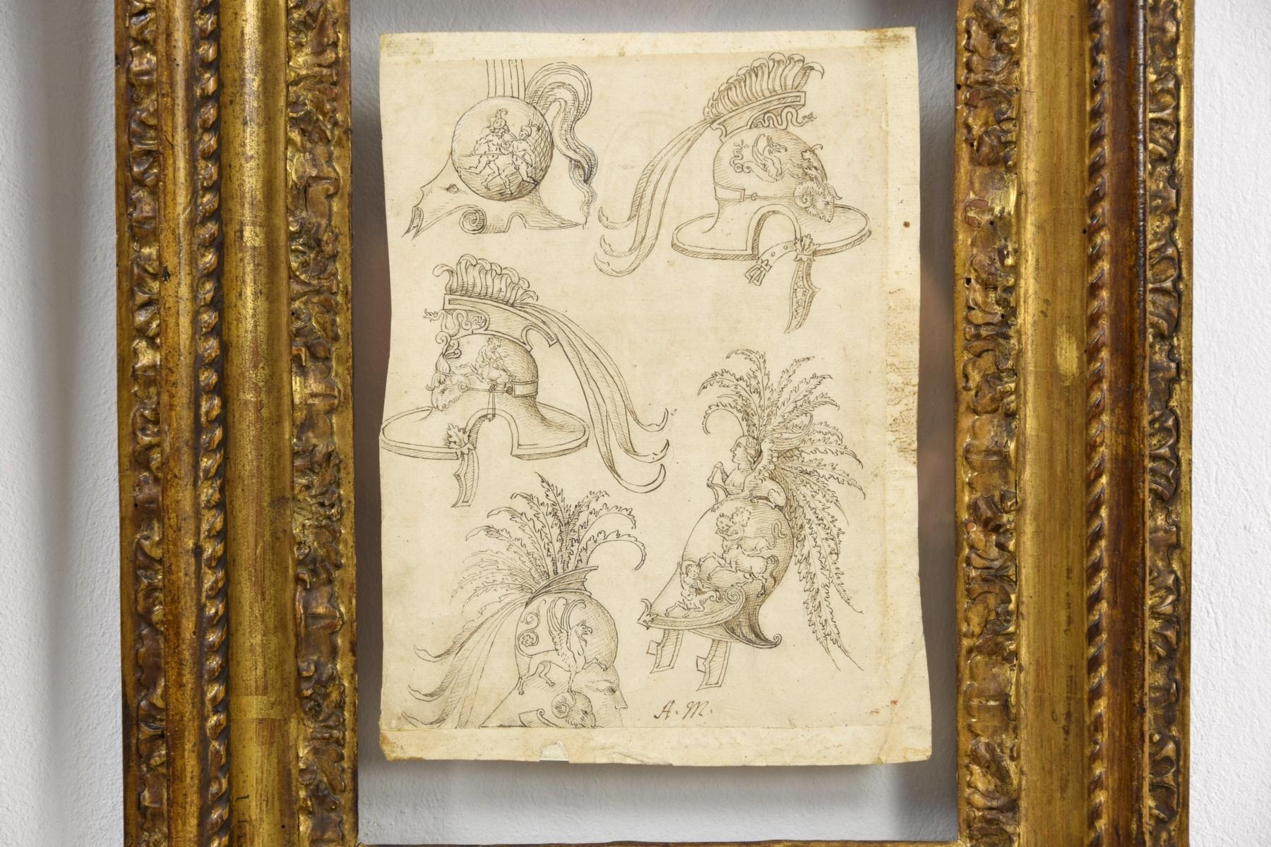 17th Century, Pair of Italian Ink Drawings on Paper with Studies for Grotesques For Sale 1