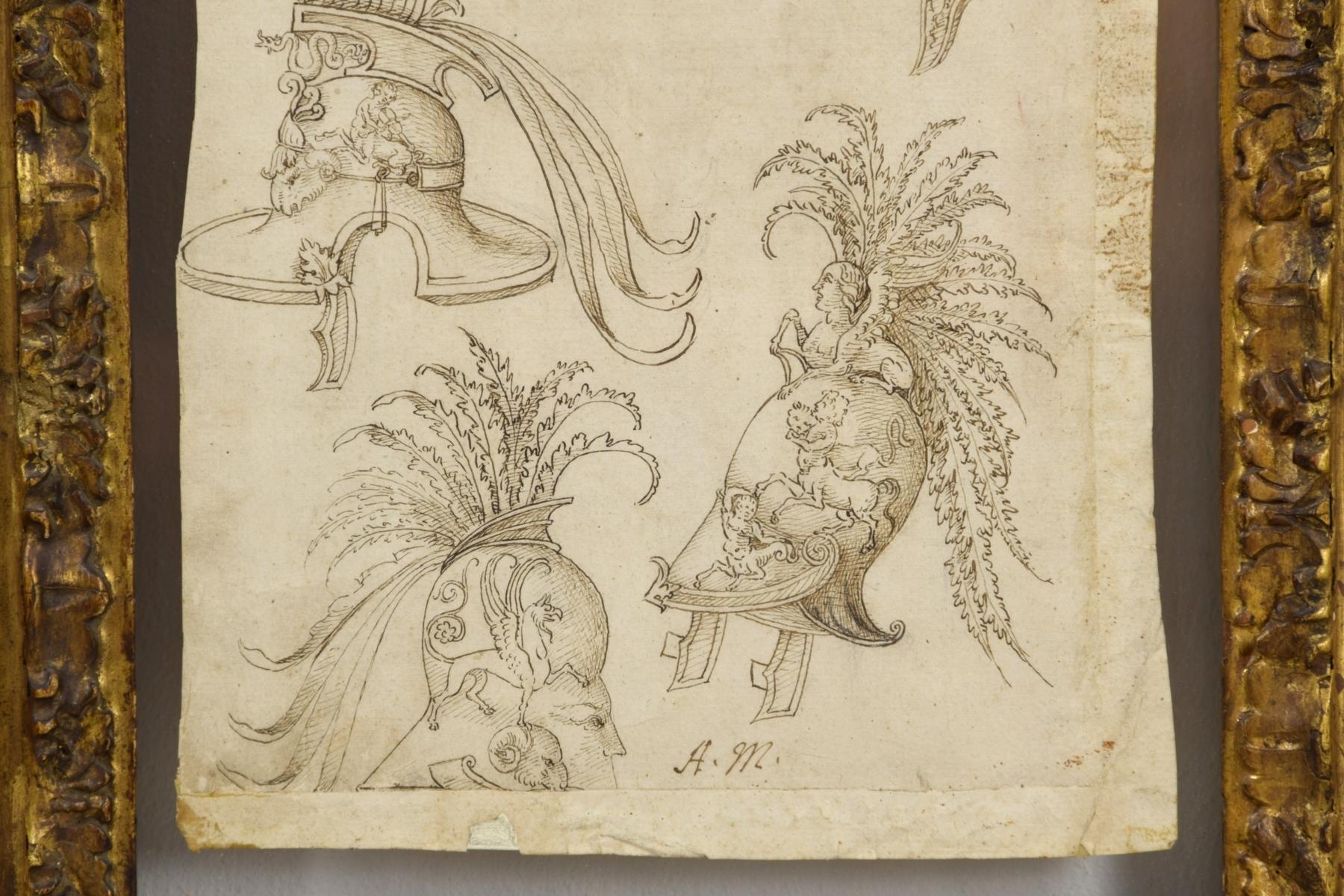 17th Century, Pair of Italian Ink Drawings on Paper with Studies for Grotesques For Sale 2