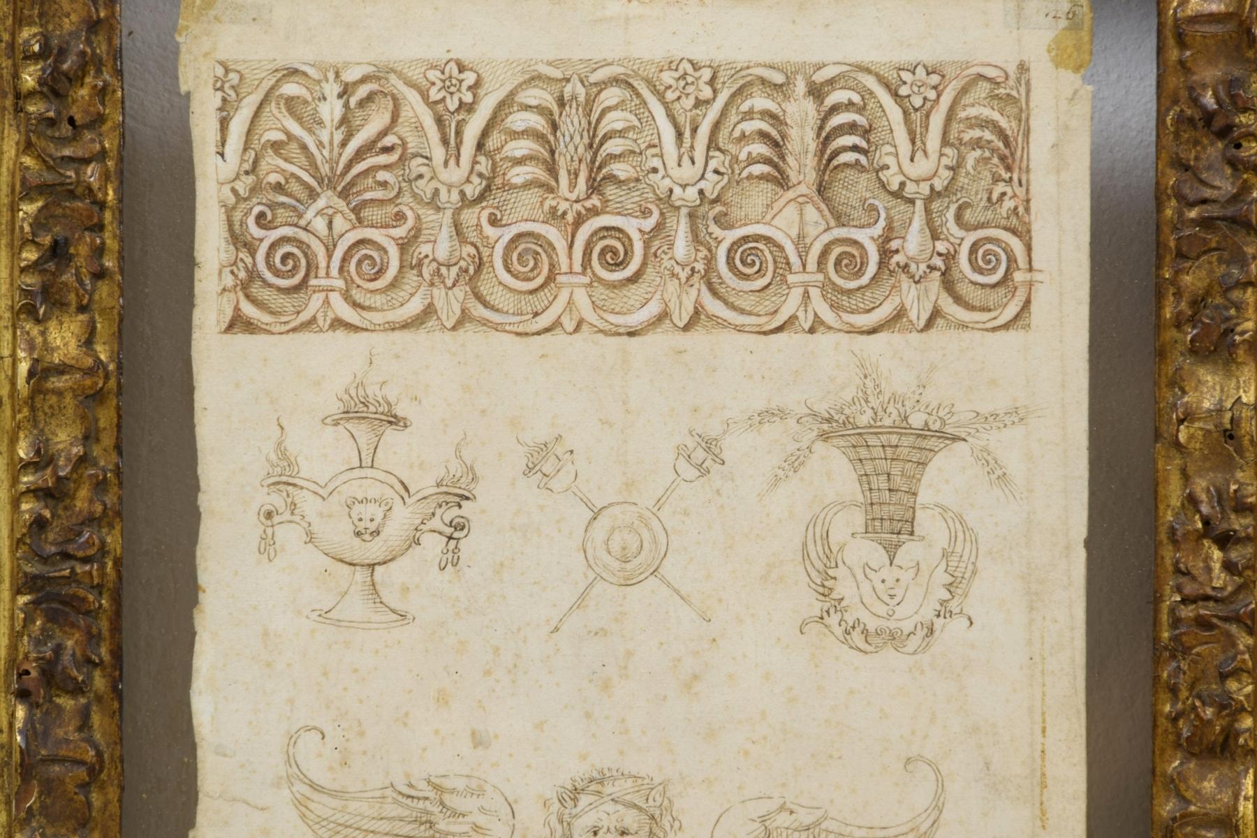 17th Century, Pair of Italian Ink Drawings on Paper with Studies for Grotesques For Sale 4