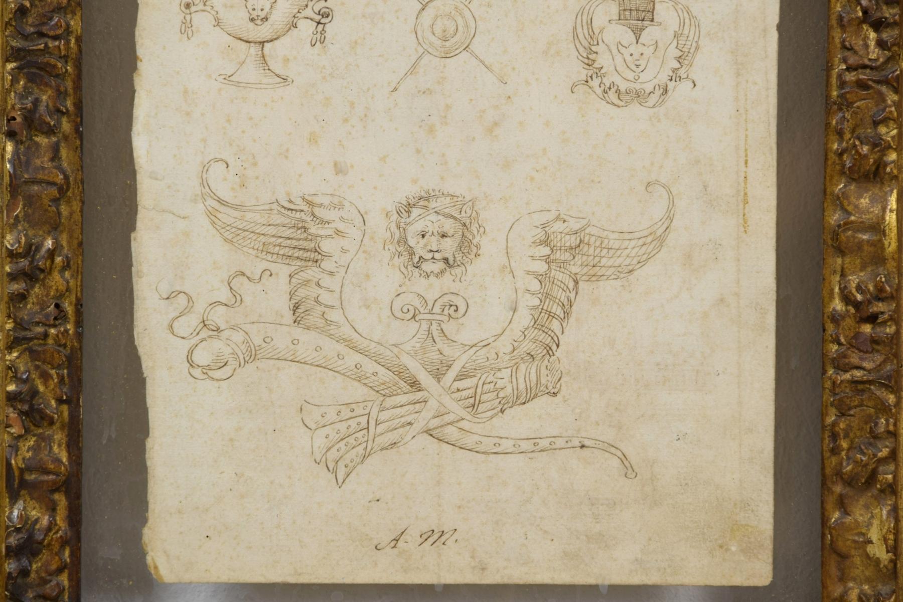 17th Century, Pair of Italian Ink Drawings on Paper with Studies for Grotesques For Sale 5