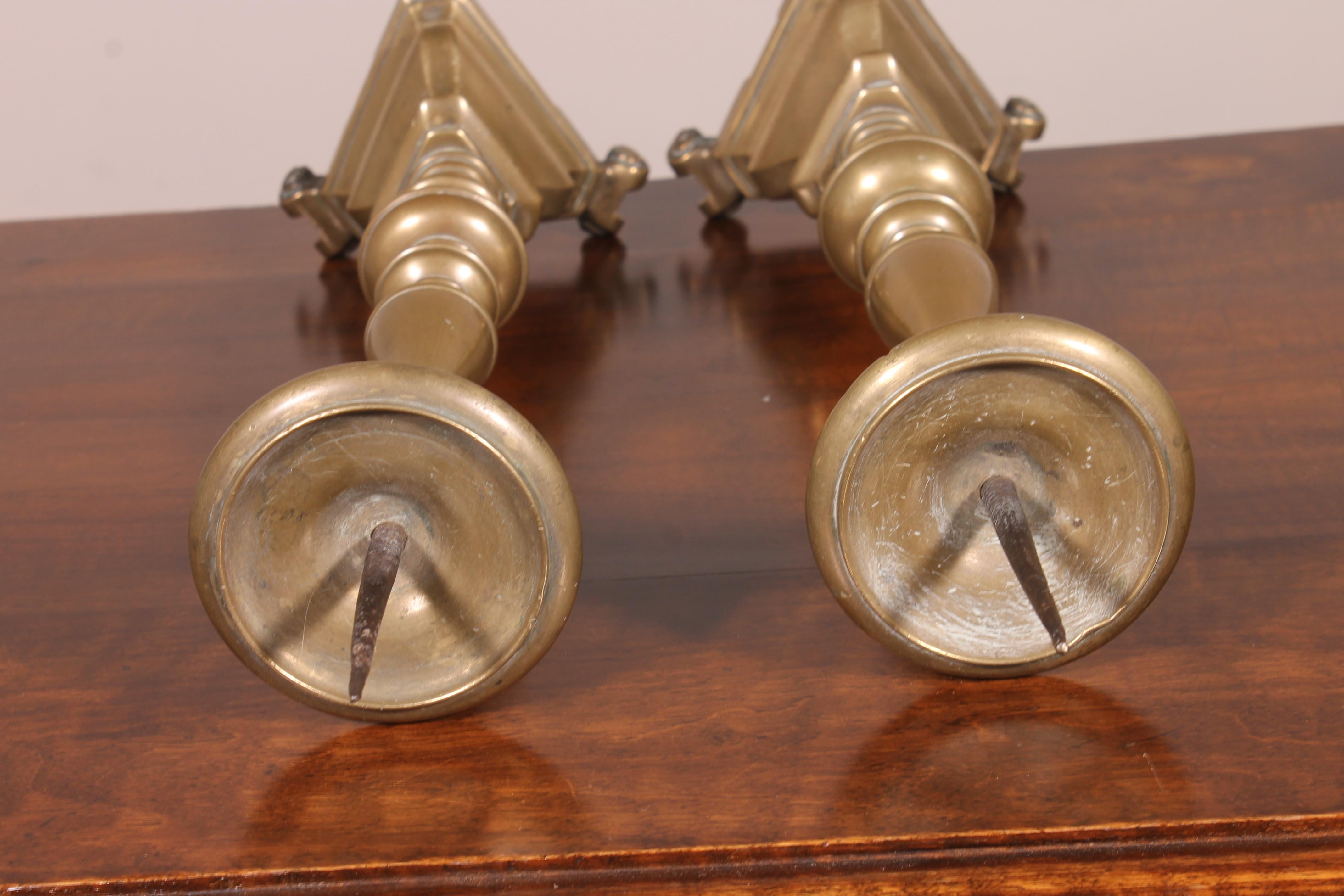 18th Century and Earlier 17th Century Pair of Small Candlesticks, Italy in Bronze