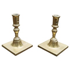 17th Century Pair of Spanish Brass Candlesticks