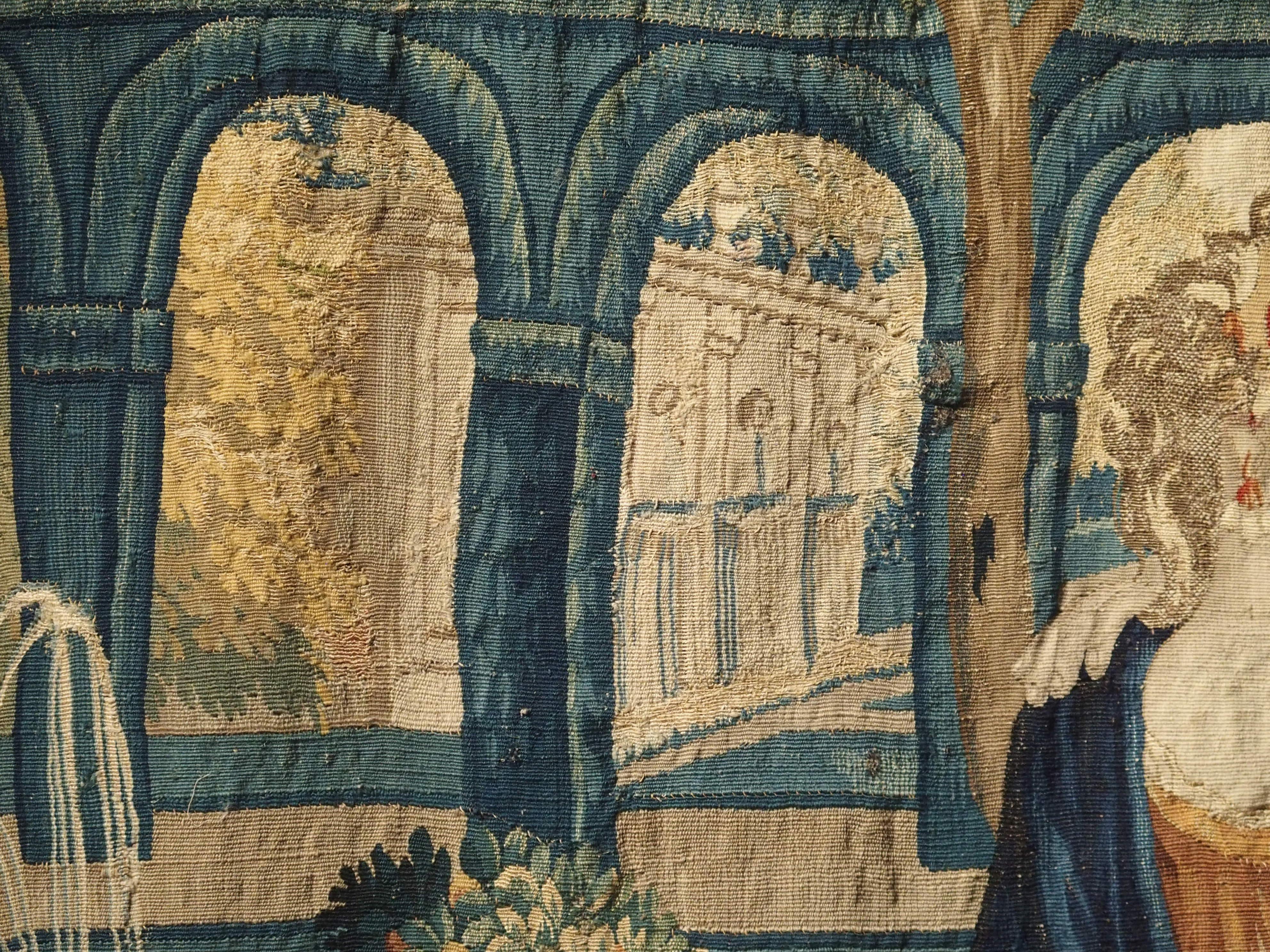 Wool 17th Century Park Scene Tapestry from France
