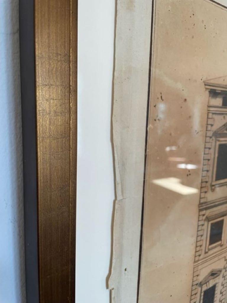 Neoclassico Disegno architettonico a penna e inchiostro del XVII secolo firmato Bartolomeo Pedrelli
