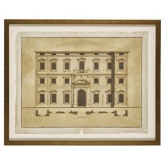 17th Century Pen and Ink Architectural Drawing Signed Bartolomeo Pedrelli