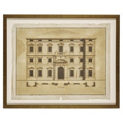 Drawing architectural du 17ème siècle à l' stylo et à l'encre signé Bartolomeo Pedrelli