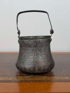 17th Century Persian Tinned Copper Bucket from the Safavid Period