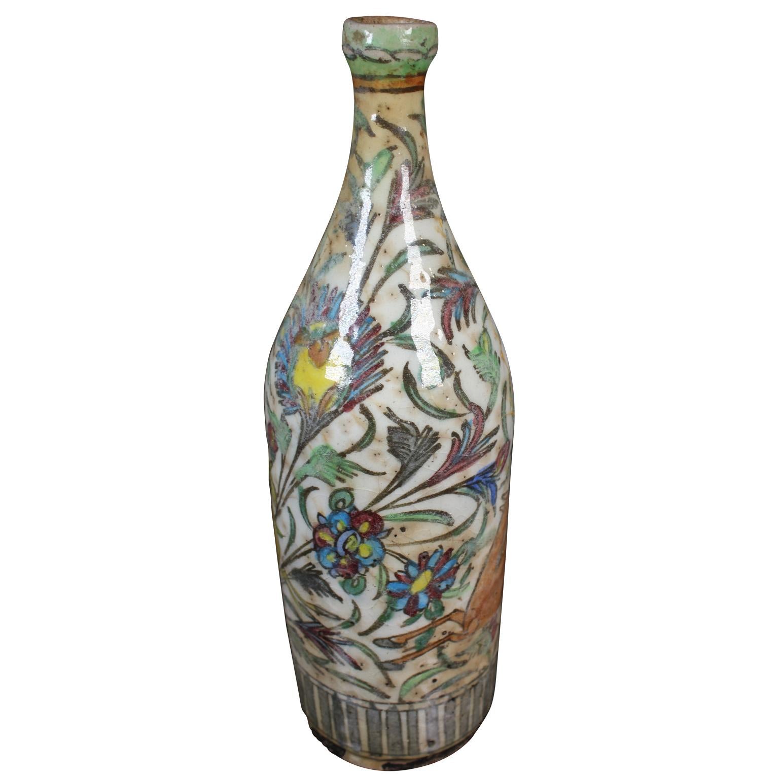 Balkan 17th Century Persian Wine Bottle or Vase Repaired with Kintsugi Method