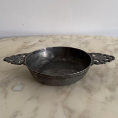 17th-Century Pewter Porringer with Handles