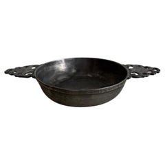 17th-Century Pewter Porringer with Handles