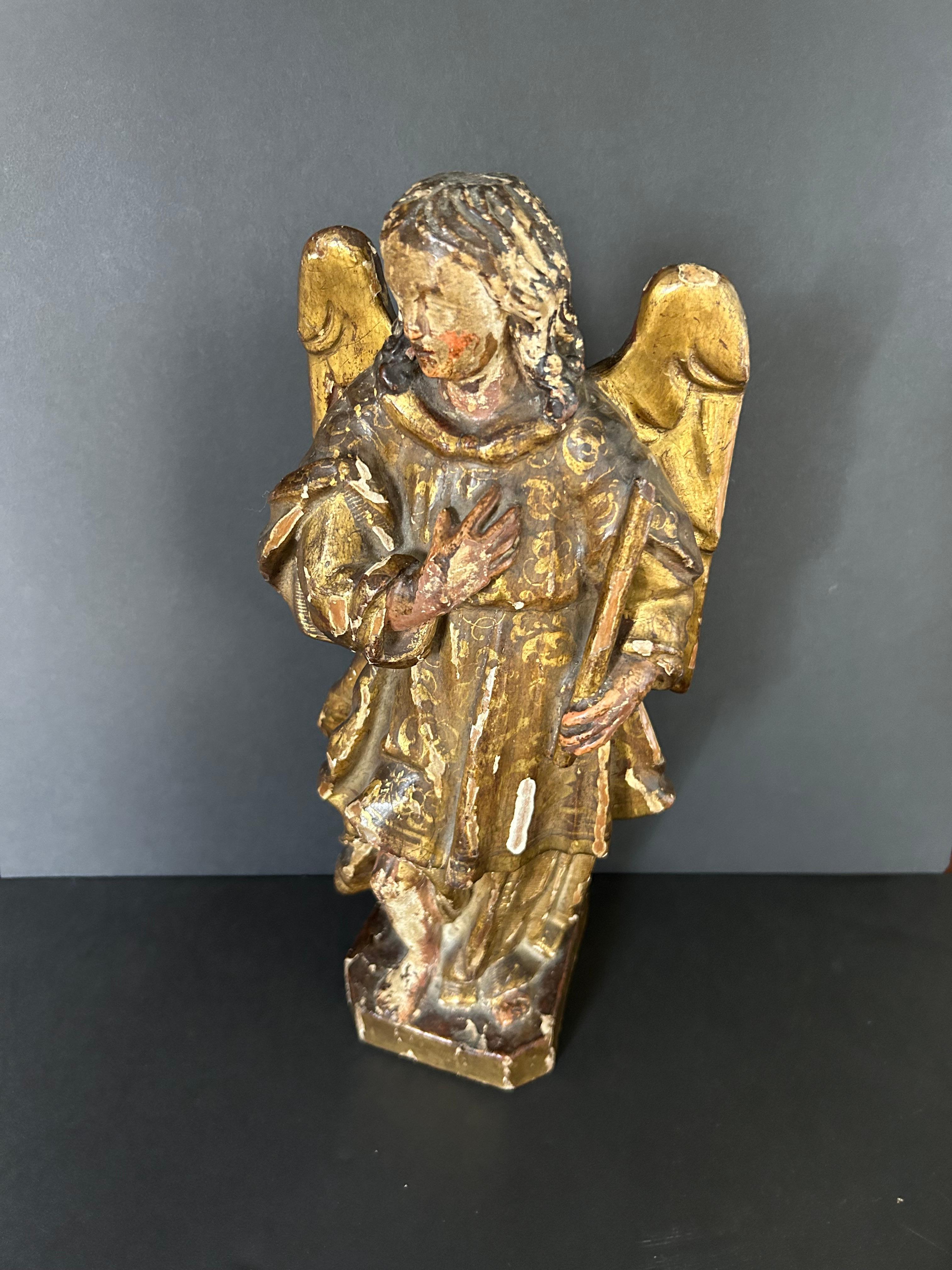 17th Century Polychrome Figure of the Archangel Michael 3