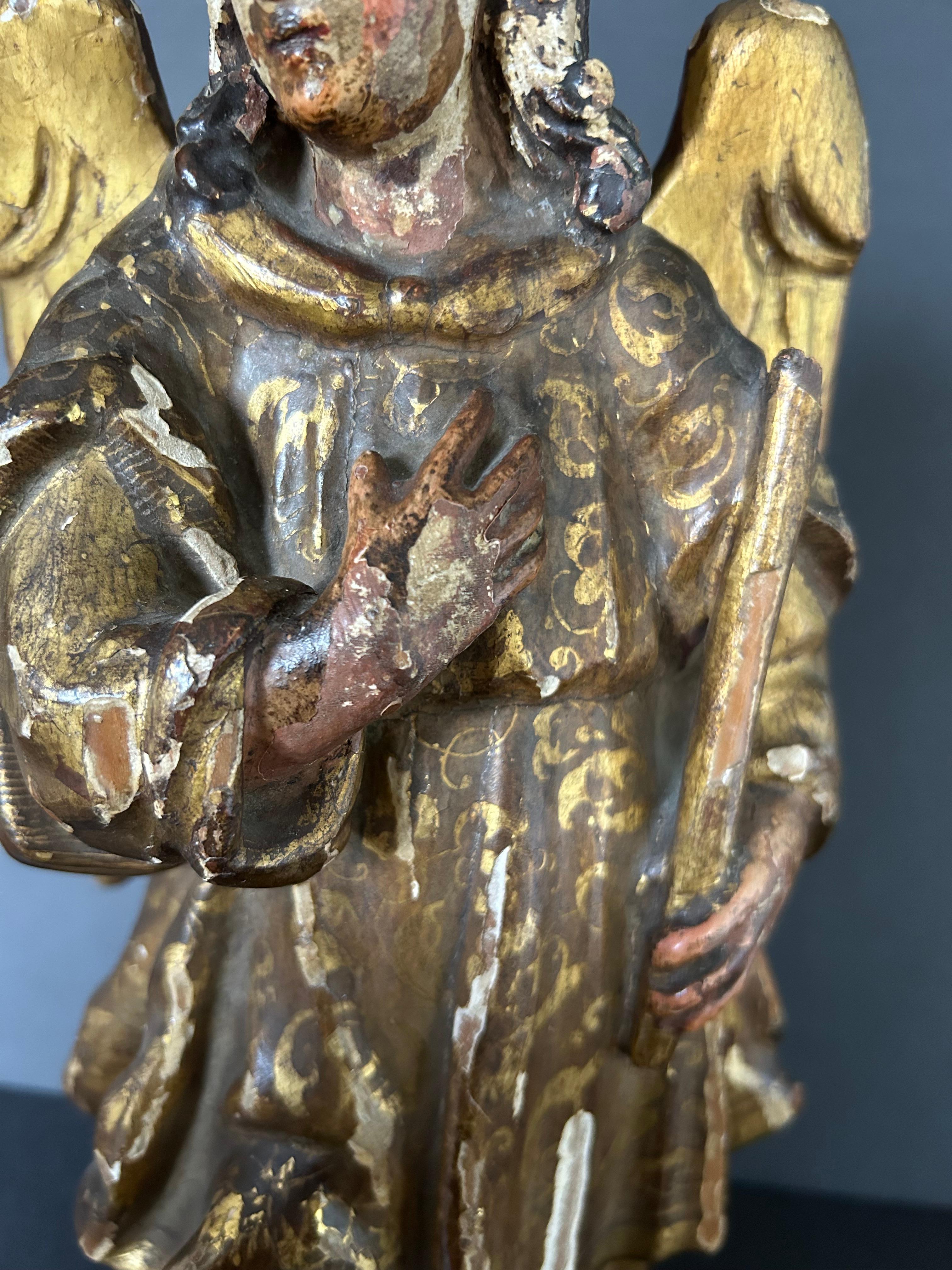 17th Century Polychrome Figure of the Archangel Michael 4