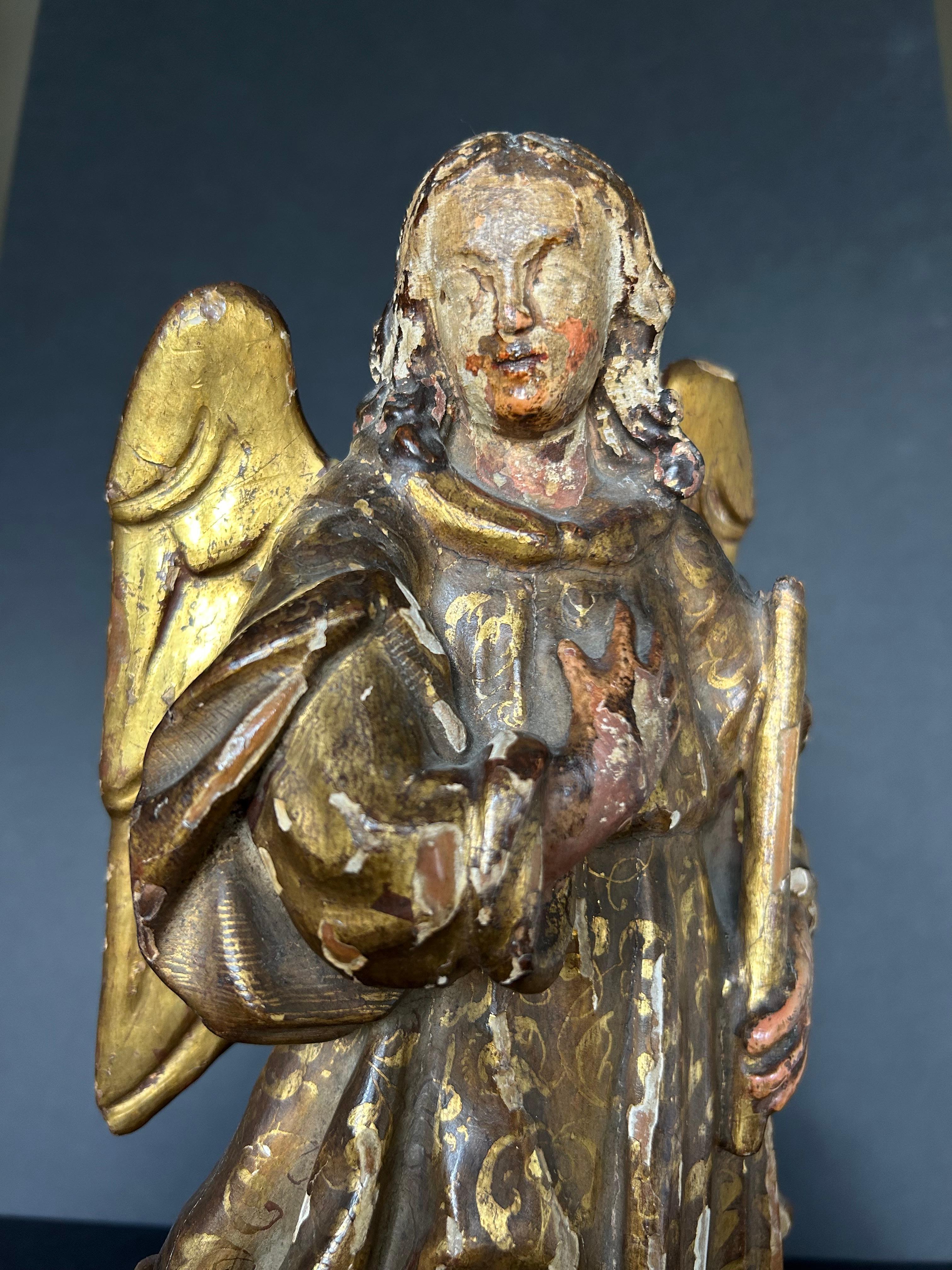 Carved 17th Century Polychrome Figure of the Archangel Michael