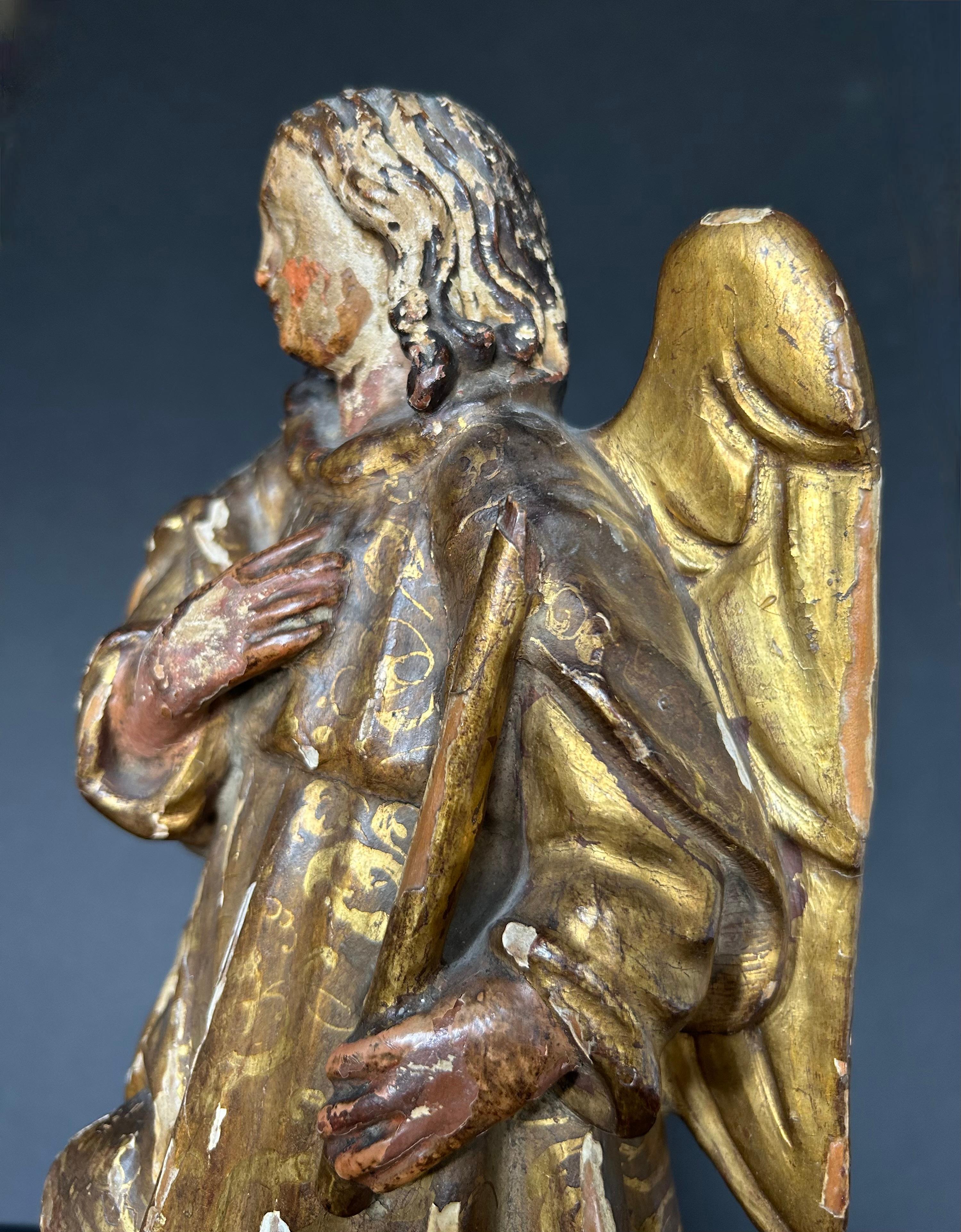 17th Century Polychrome Figure of the Archangel Michael In Fair Condition In Toronto, CA