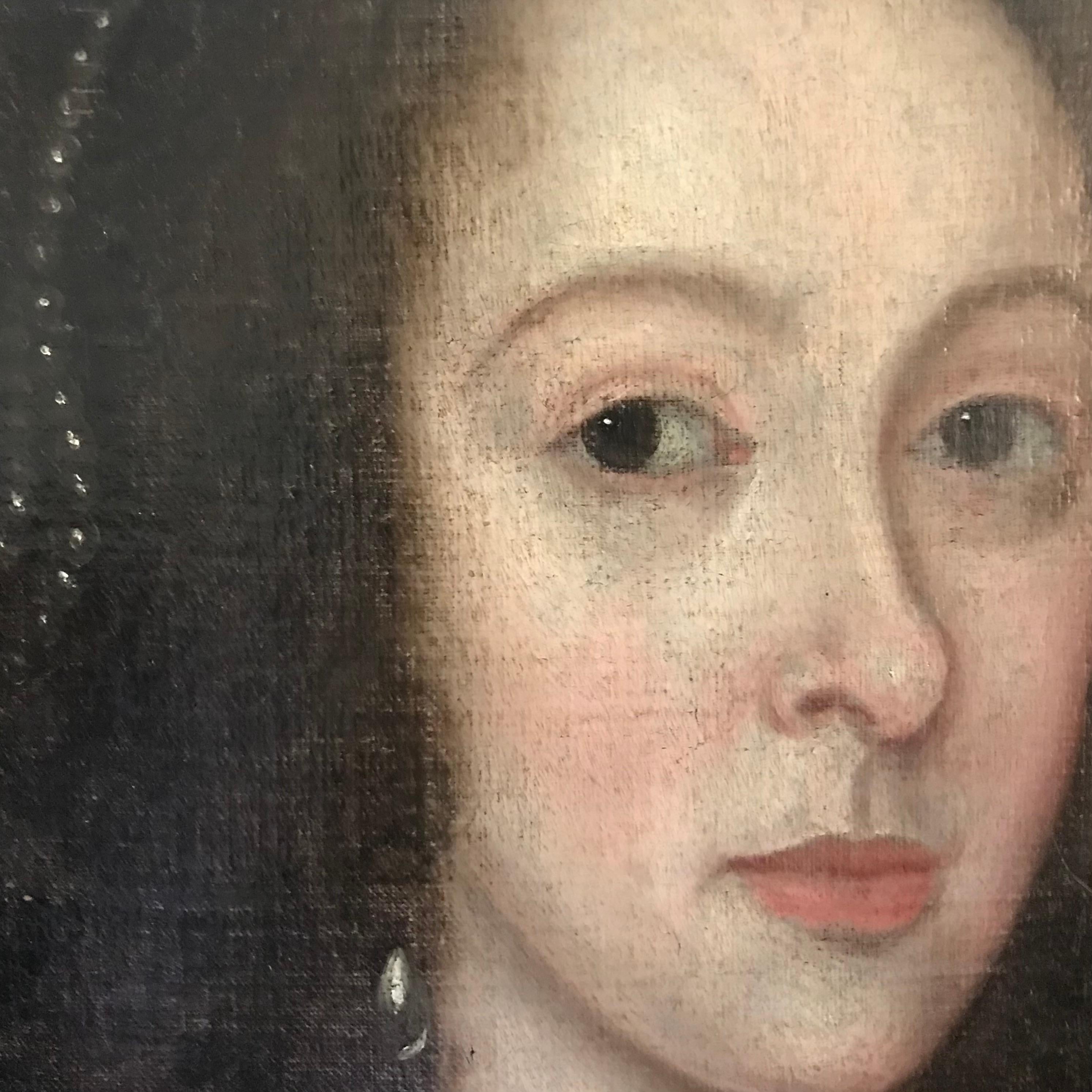 Hand-Painted 17th Century Portrait  For Sale
