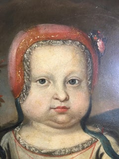 17th Century Portrait of a Young Girl Oil on Copper in Period Frame
