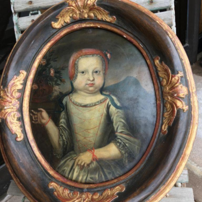 17th Century Portrait of a Young Girl Oil on Copper in Period Frame In Good Condition In Doylestown, PA
