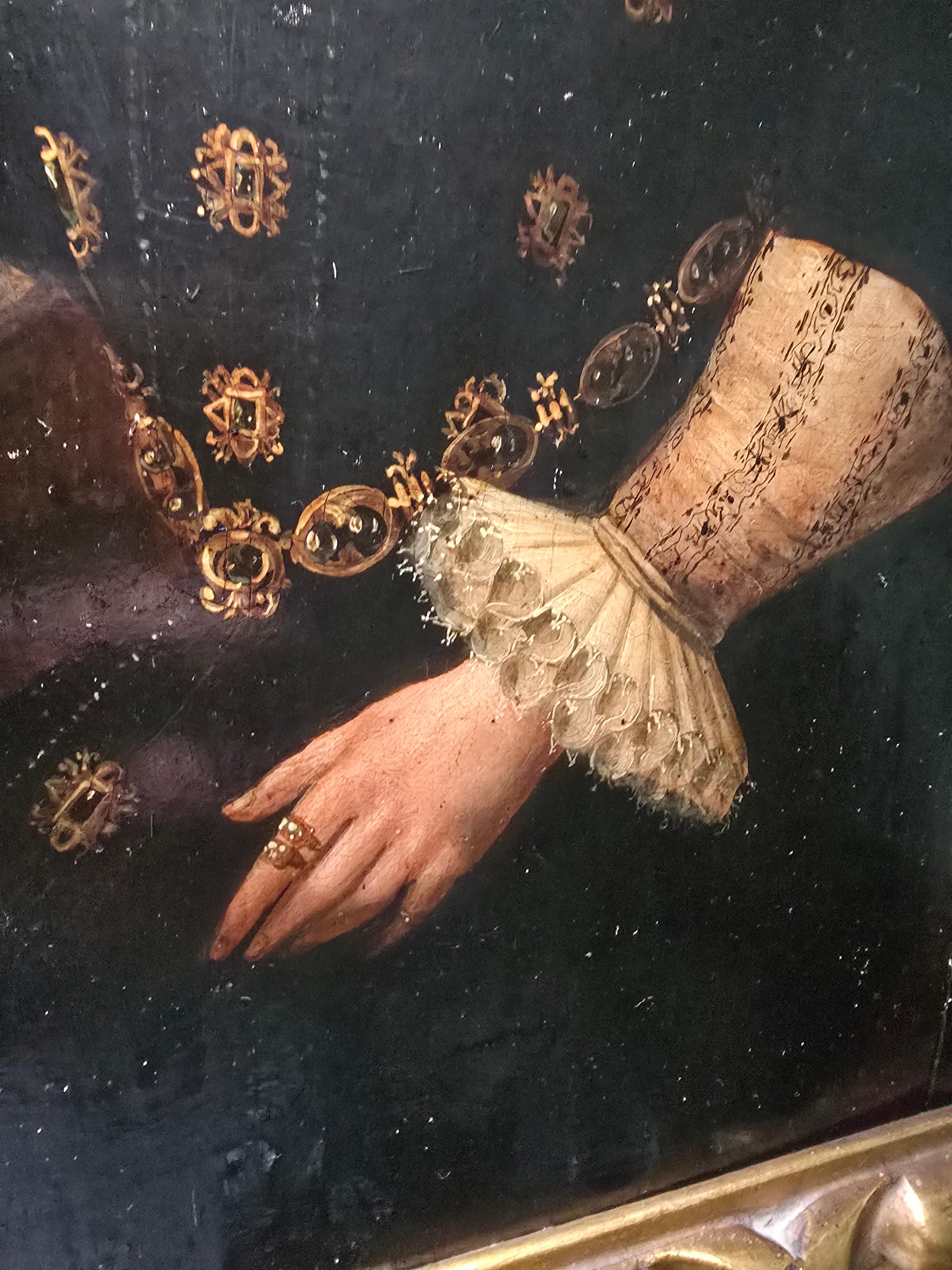 Retrato del siglo XVII de Isabel Clara Eugenia de Austria - Óleo sobre tabla en venta 5