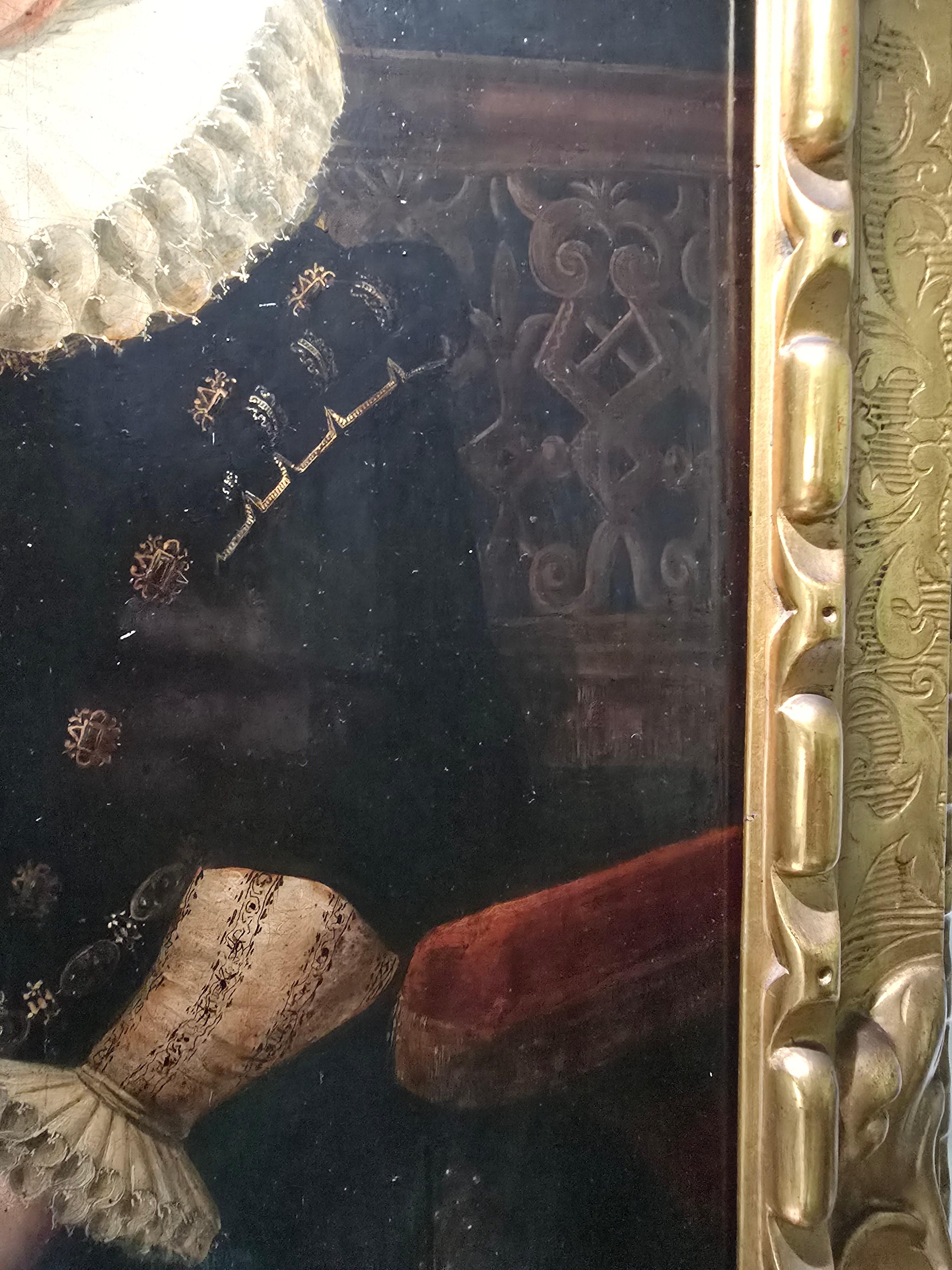 Retrato del siglo XVII de Isabel Clara Eugenia de Austria - Óleo sobre tabla en venta 6