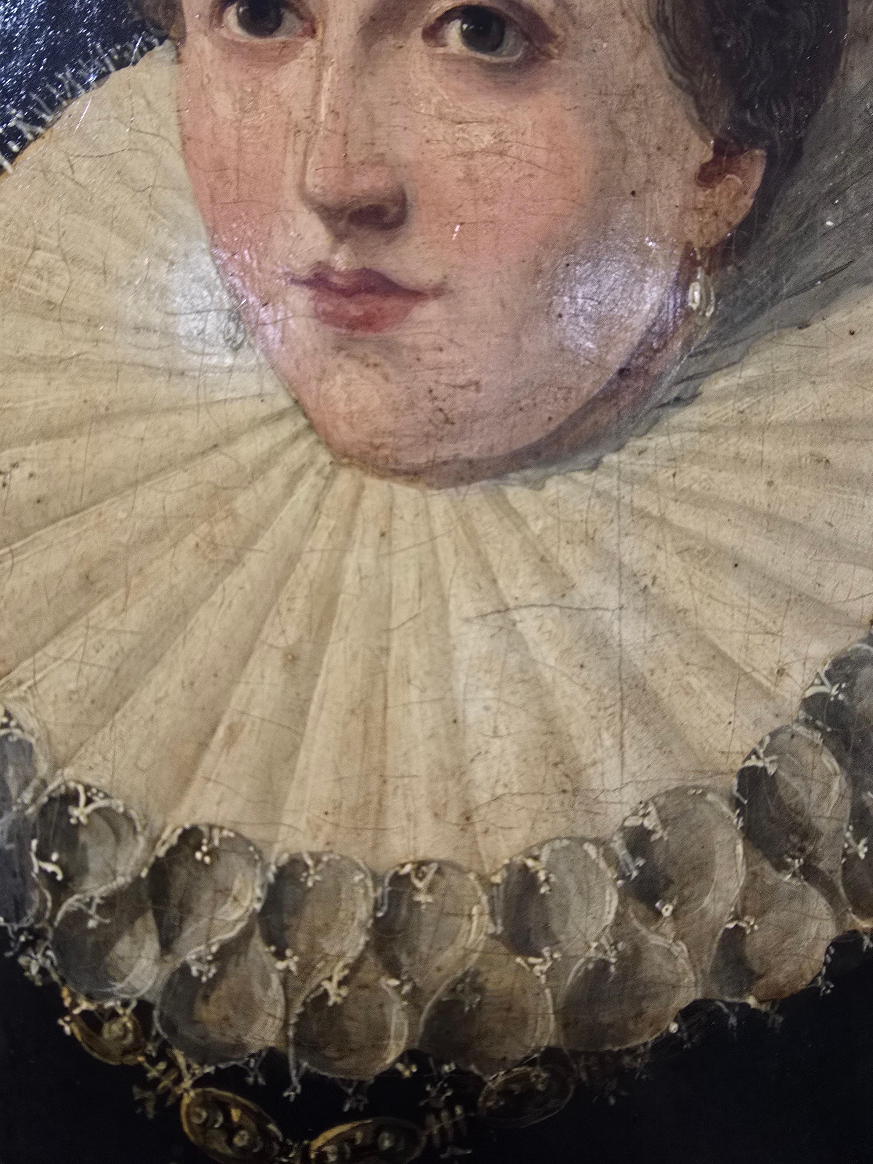 Retrato del siglo XVII de Isabel Clara Eugenia de Austria - Óleo sobre tabla en venta 11