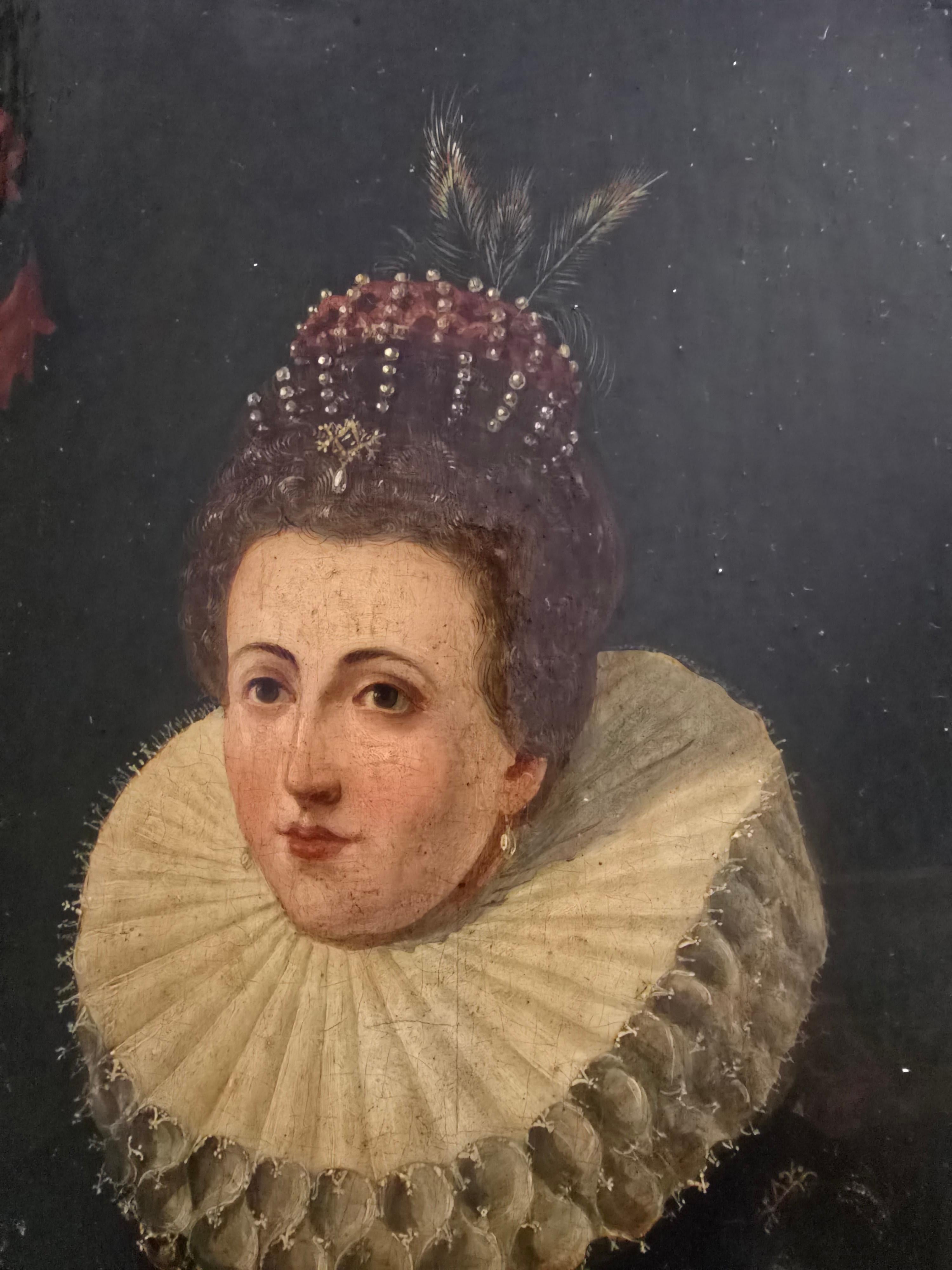 Retrato del siglo XVII de Isabel Clara Eugenia de Austria - Óleo sobre tabla en Bueno estado para la venta en Madrid, ES