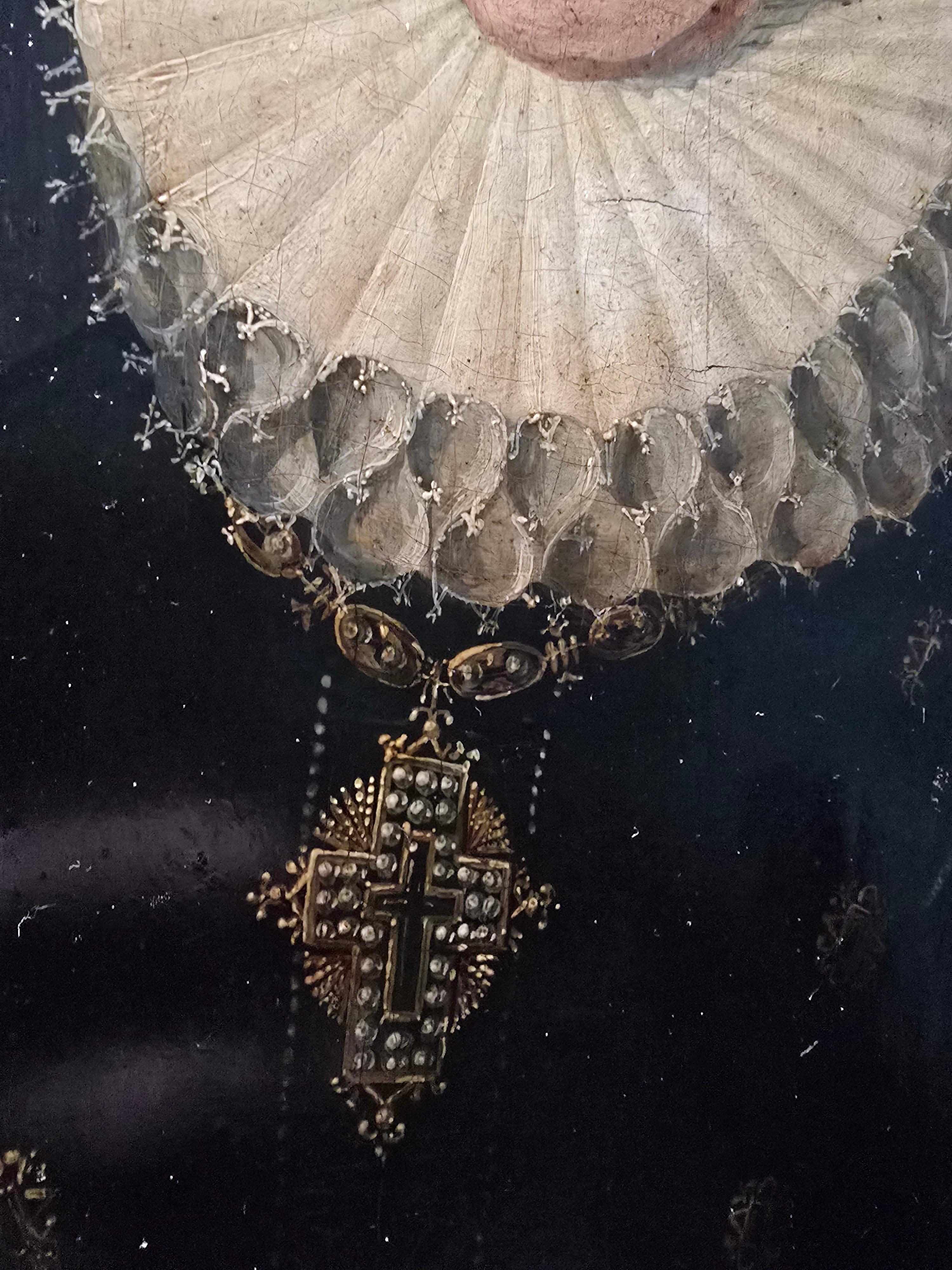 Retrato del siglo XVII de Isabel Clara Eugenia de Austria - Óleo sobre tabla en venta 4