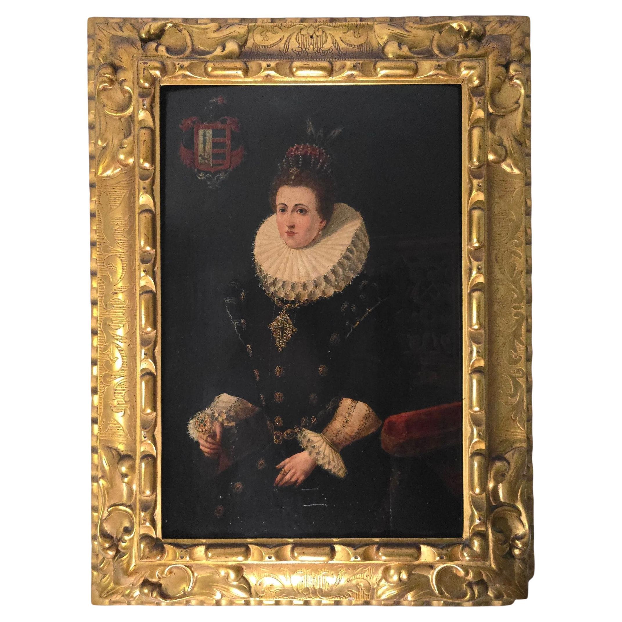 Ritratto del XVII secolo di Isabella Clara Eugenia d'Austria - Olio su pannello