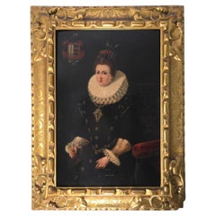 Antique 17th Century Portrait of Isabella Clara Eugenia of Austria — Oil on Panel