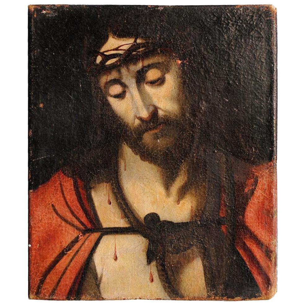 17th Century Portrait of "Jesus Christ" Oil on Canvas