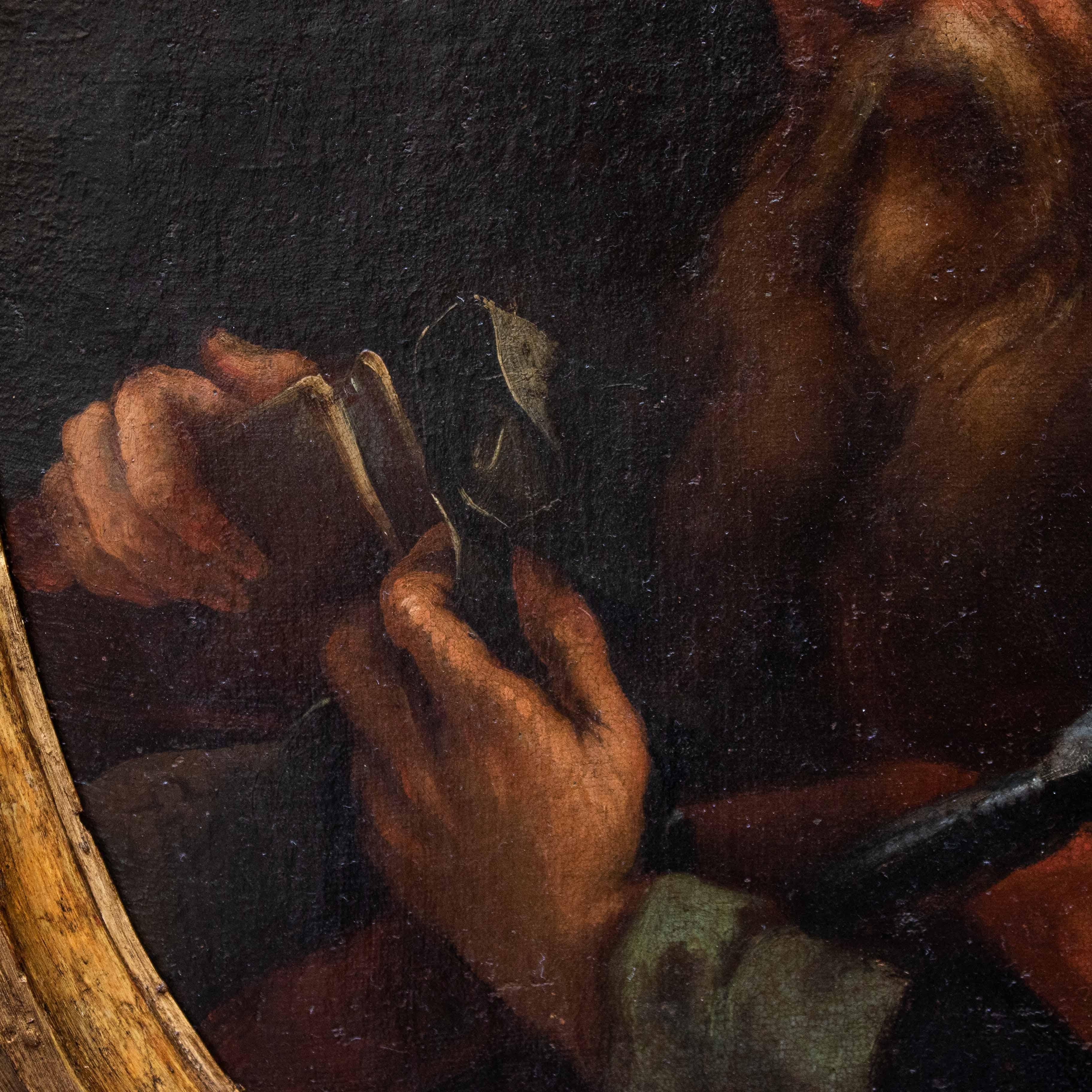 Porträt des Heiligen Paul aus dem 17. Jahrhundert, Gemälde Öl auf ovaler Leinwand im Zustand „Gut“ im Angebot in Milan, IT