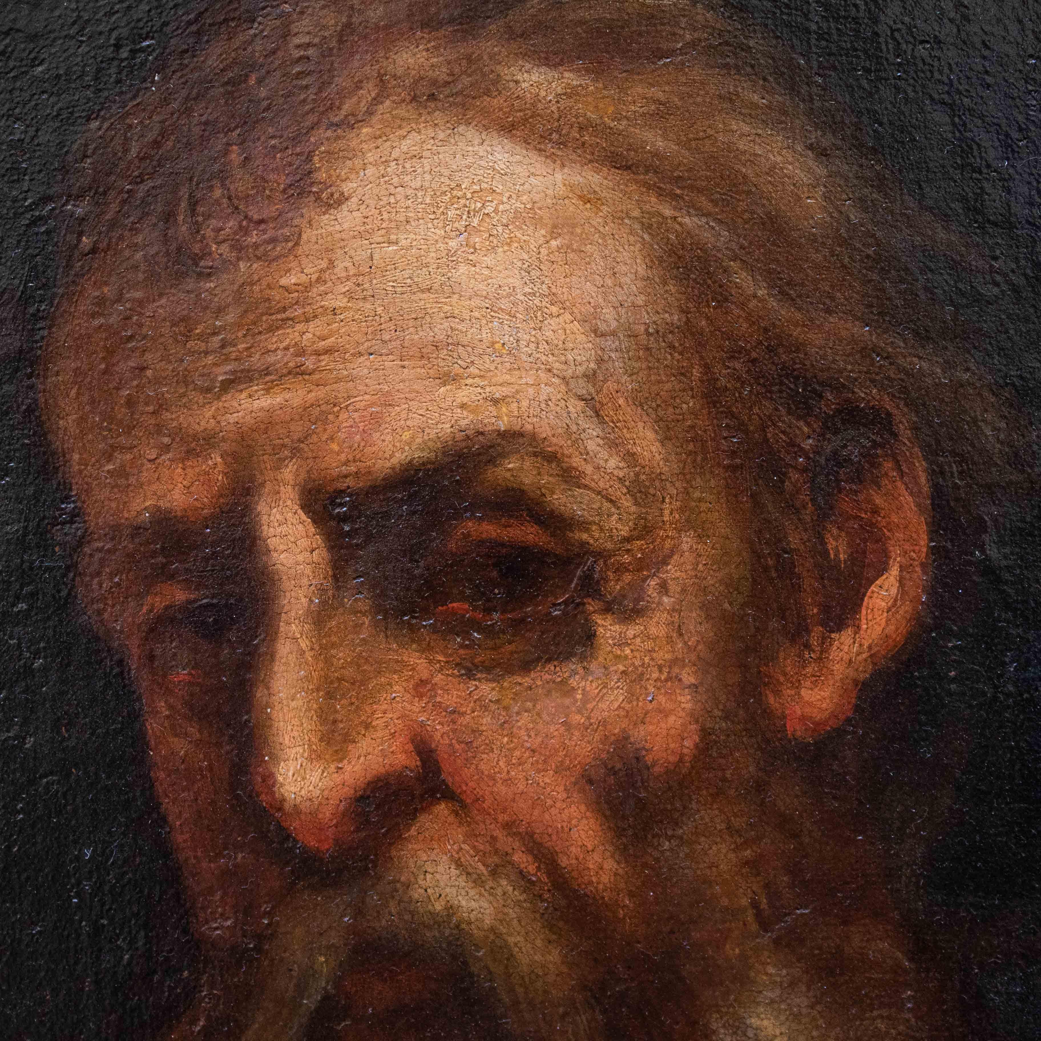 Porträt des Heiligen Paul aus dem 17. Jahrhundert, Gemälde Öl auf ovaler Leinwand (18. Jahrhundert und früher) im Angebot
