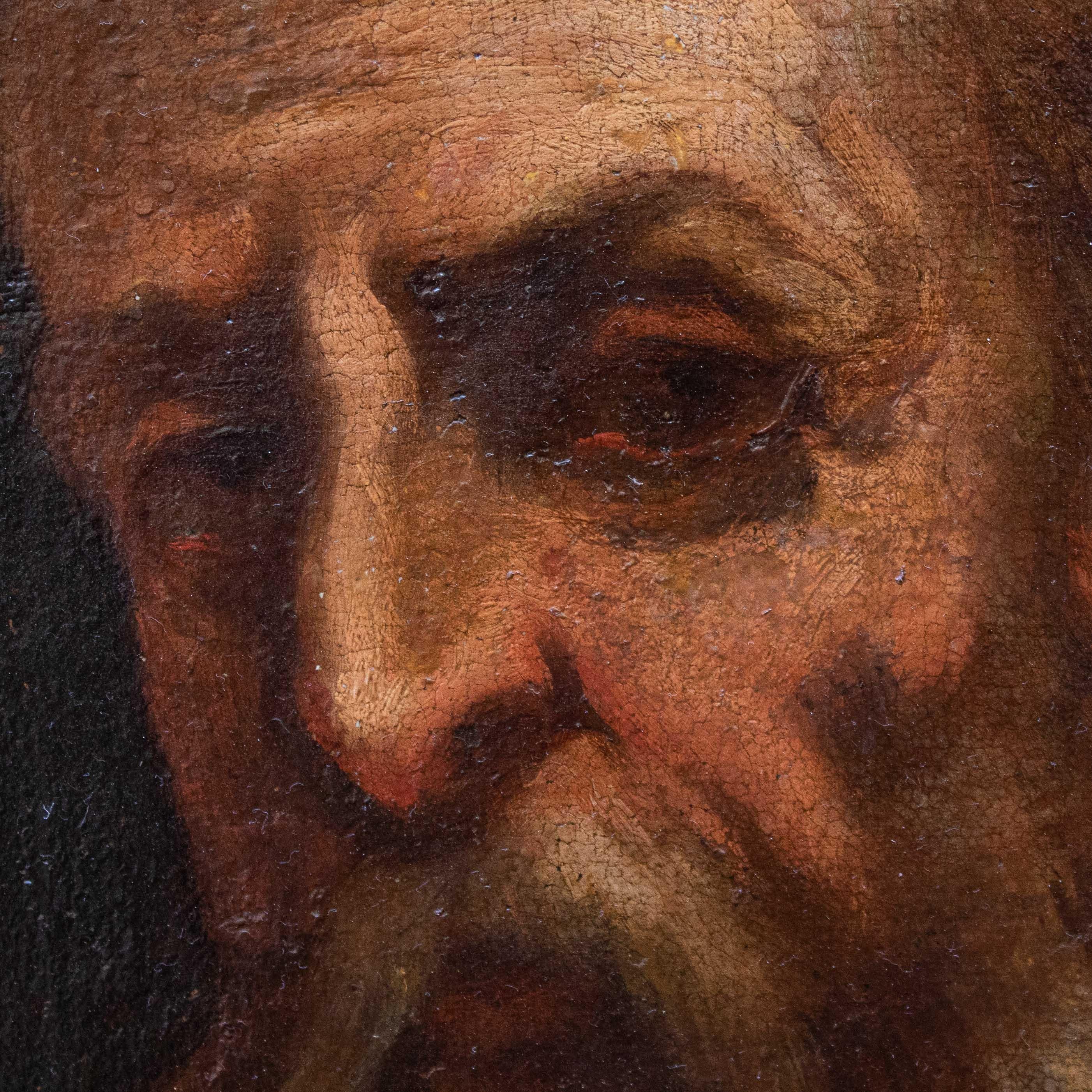 Porträt des Heiligen Paul aus dem 17. Jahrhundert, Gemälde Öl auf ovaler Leinwand im Angebot 1