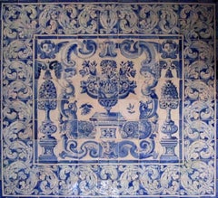17th Century Portuguese " Azulejos " Panel " Vase "