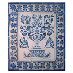 17th Century Portuguese " Azulejos " Panel " Vase "