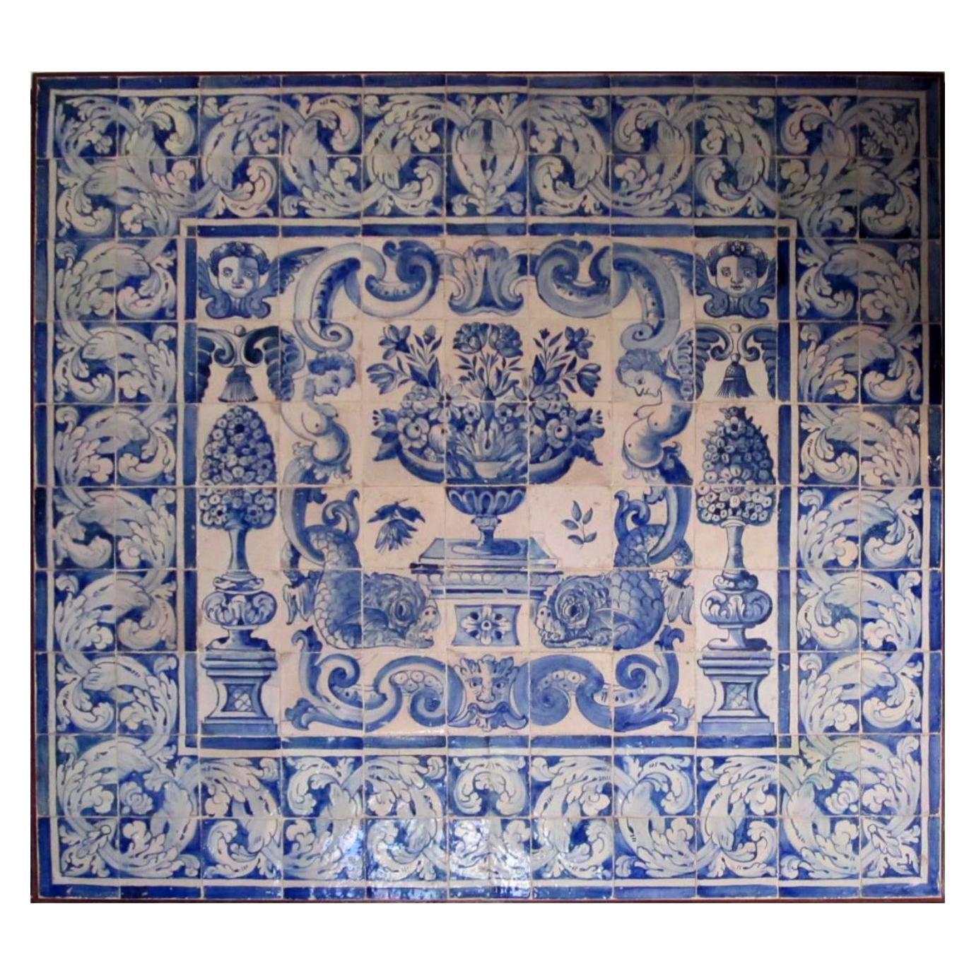 17th Century Portuguese " Azulejos " Panel " Vase "