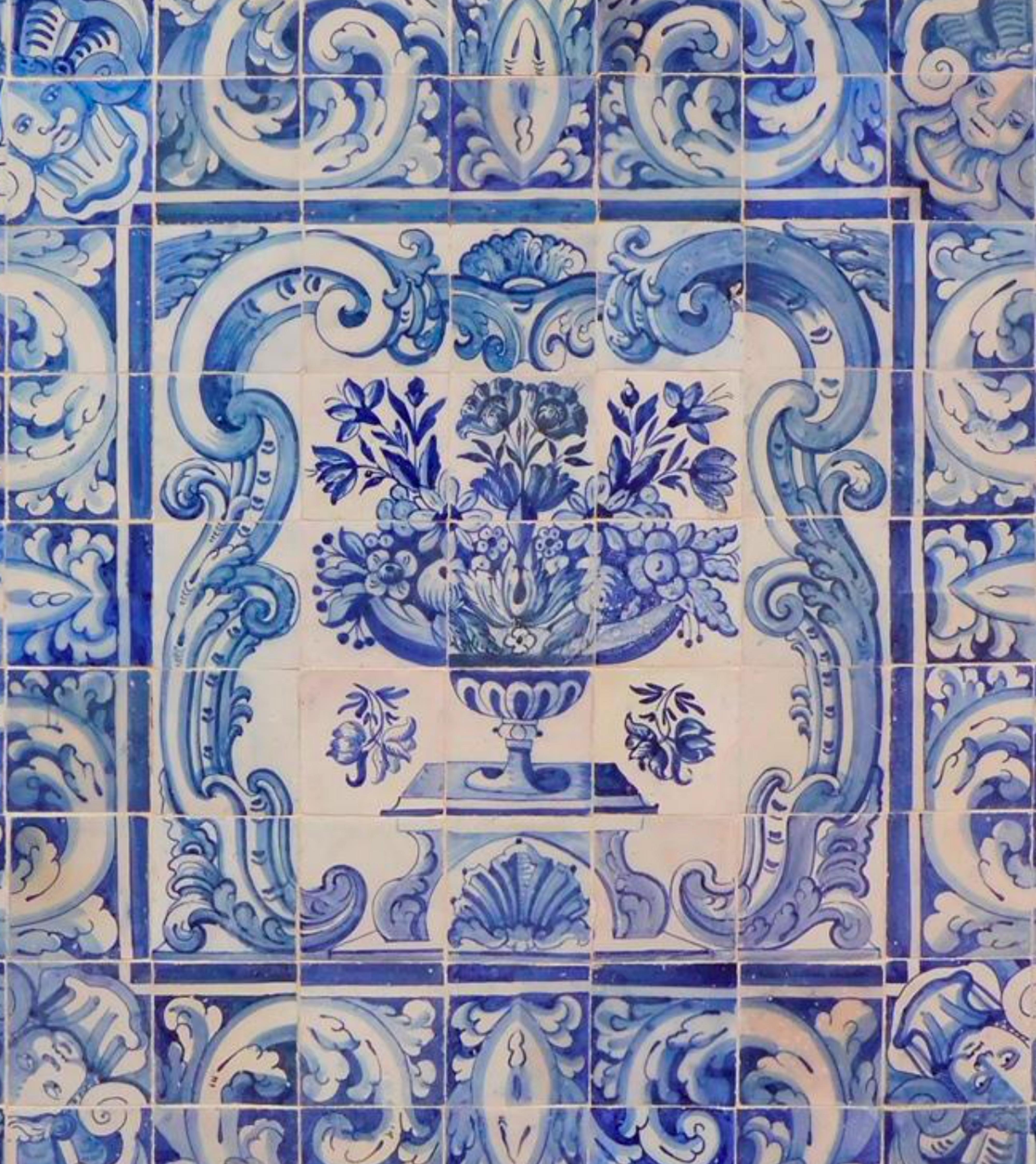 Portugais Panneau portugais du 17ème siècle « Azulejos » « Vase » en vente