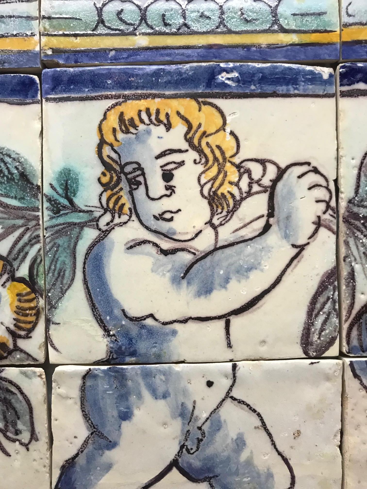 Renaissance 17th Century Portuguese Azulejos with Angels