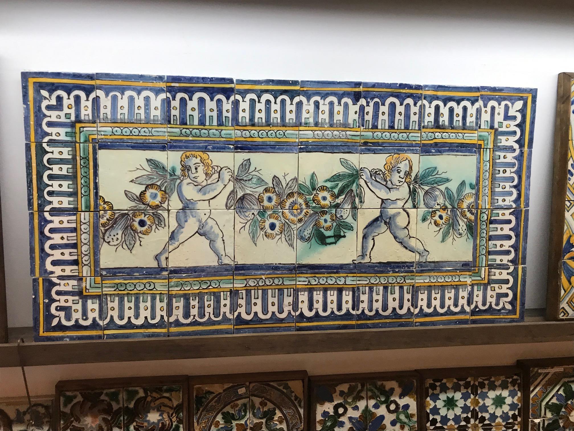 18th Century and Earlier 17th Century Portuguese Azulejos with Angels