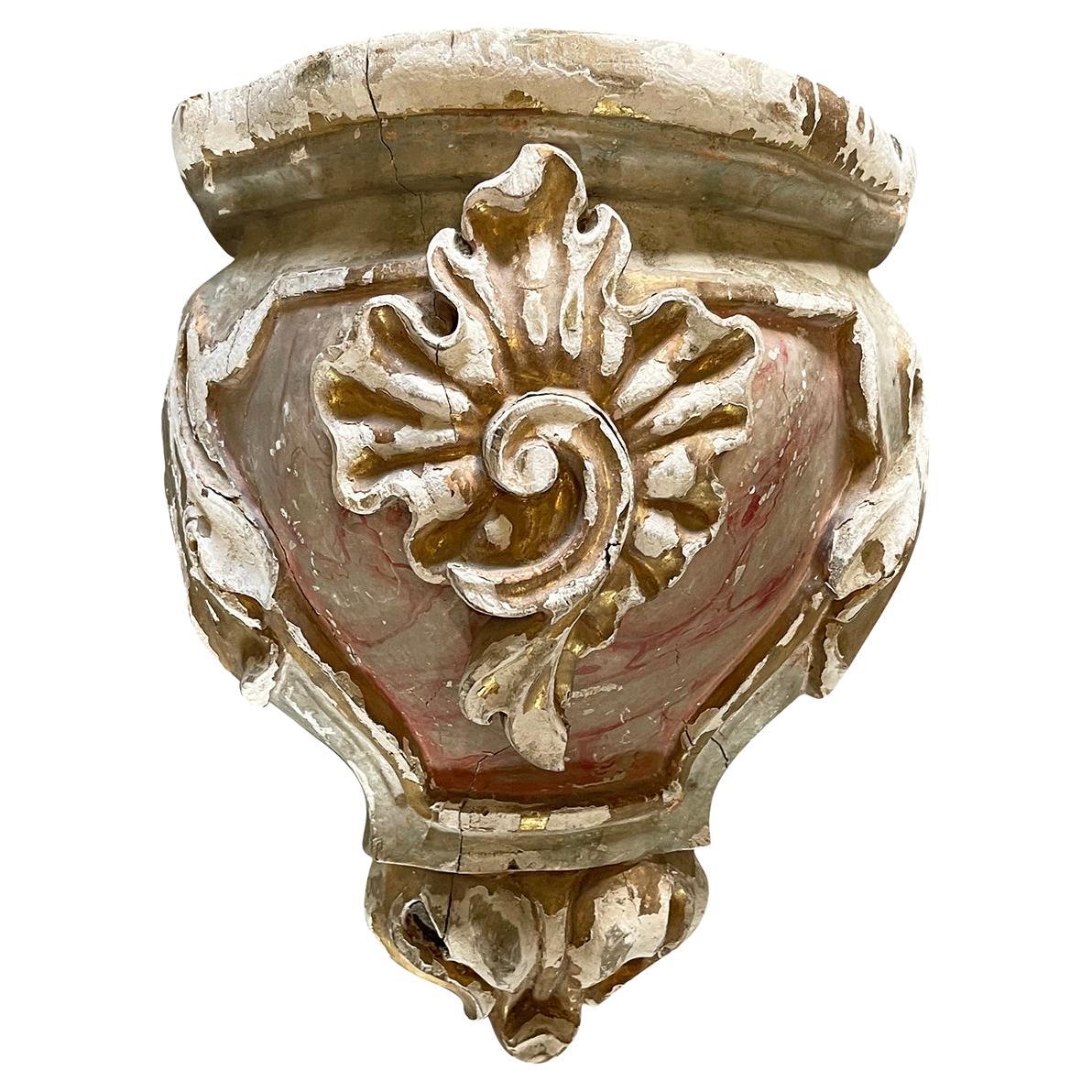 Fragmento de pared de madera de pino dorada barroca portuguesa del siglo XVII - Decoración Antigua