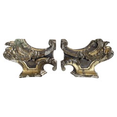 17th Century Portuguese Pair of Antique Baroque Gilded Pinewood Table Bases