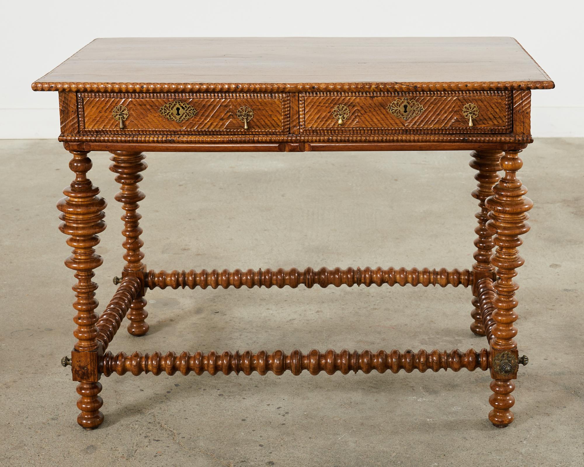 Hand-Crafted 17th Century Portuguese Baroque Rosewood Library Center Table