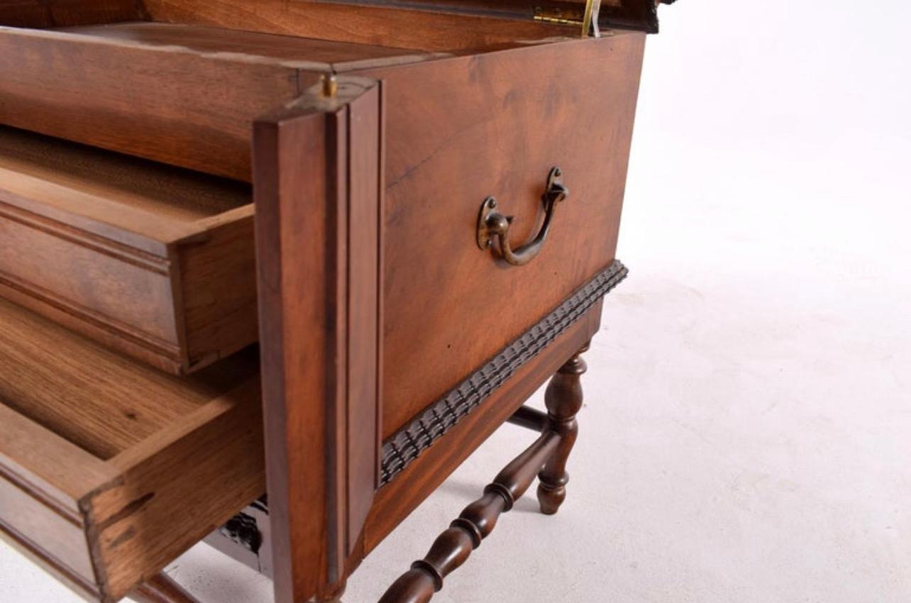 Brass 17th Century Portuguese Cutlery Chest Made in Mahogany For Sale