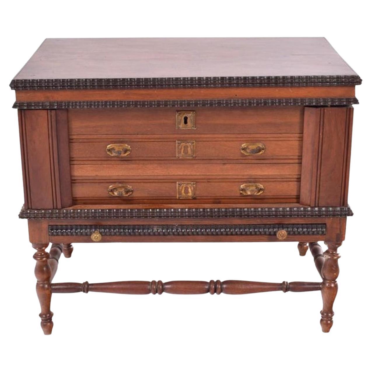 17th Century Portuguese Cutlery Chest Made in Mahogany