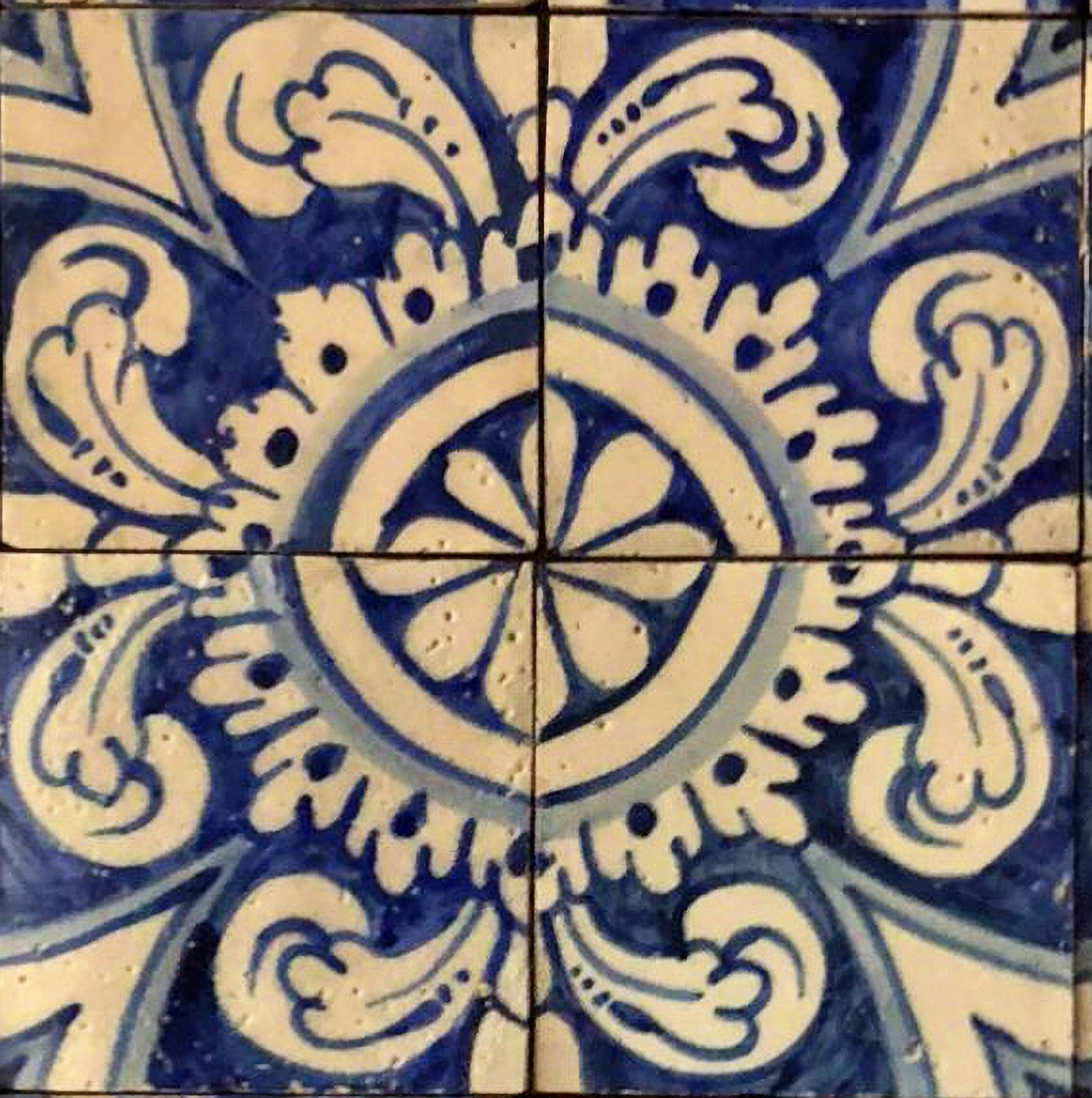 17th Century Portuguese Tile Panel
Restored
56cm x 56cm
14cm x 14cm tiles

With certificate of authenticity and export issued by the Directorate General of Portuguese Cultural Heritage, the only official department for issuing certificates for works