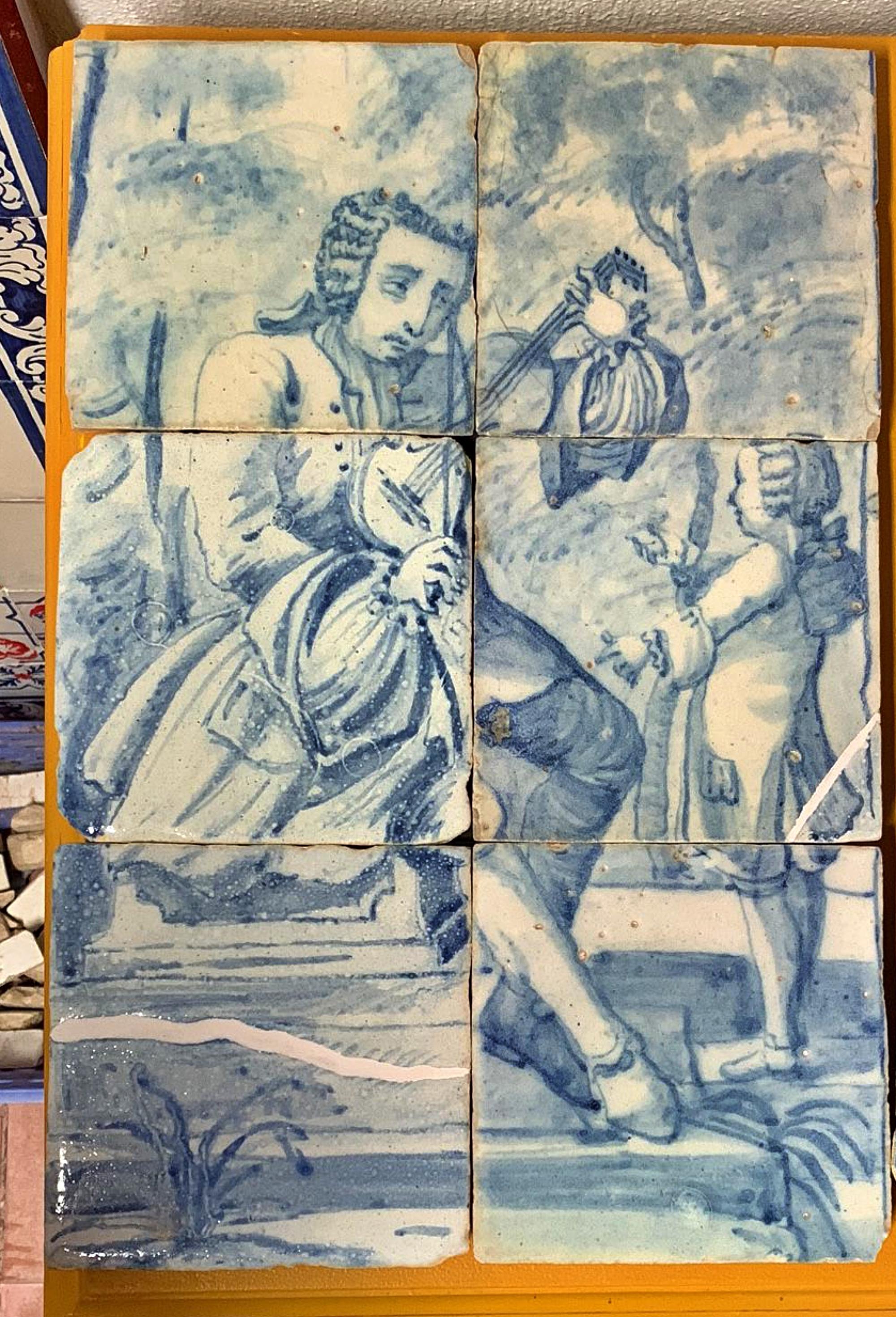 Hand-Crafted 17th Century Portuguese Tile Panel Representing 