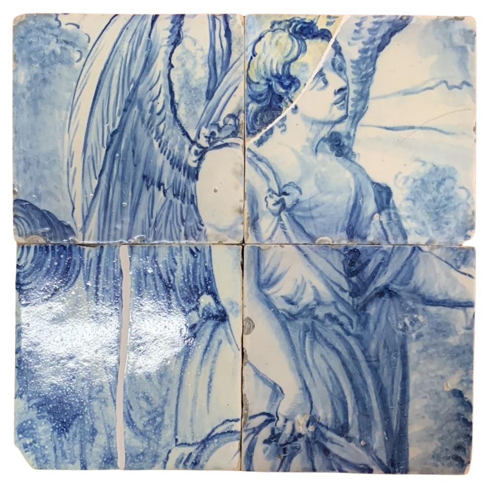 17th Century, Portuguese Tile Panel Representing "The Saint" For Sale